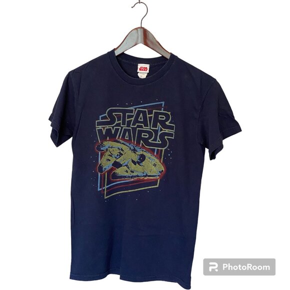 Star Wars Blue T-Shirt Battleship Galactic Size S Small Lucas Films Retro Look - Picture 7 of 10